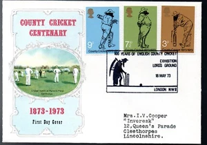 1973 Cricket FDC SG 928-930 100 Years Cricket Exhibition Lords SHS postmark - Picture 1 of 1