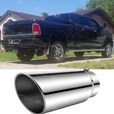 Silenciador de punta de escape diésel cromado 5" entrada 6" salida para Dodge Ram 2500 3500 Foto 1 de 4