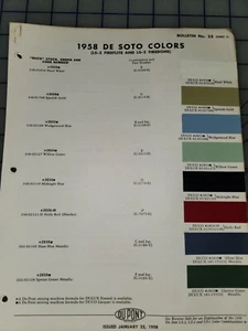 1958 DeSoto Dupont Color Chip Brochure - Picture 1 of 1