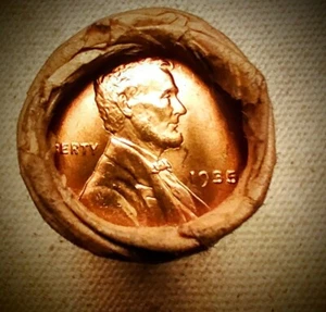 Wheat Small Cent Roll •Gem Red 1935 Lincoln Cent & Barber Dime D • Earlies / PDS - Picture 1 of 10