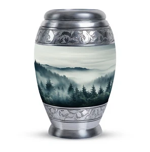 Misty Mountain Forest Landscape Funeral Urns For Human Ashes Cremation 3 Inch - Picture 1 of 6