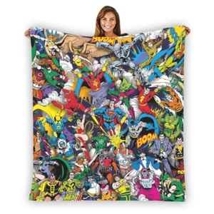 New! DC Comic Super Heroes Soft Warm Single-Side Printing Flannel Fleece Blanket - Picture 1 of 3