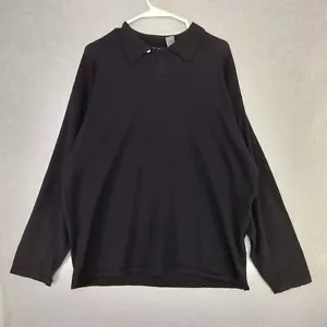 Le Collezioni Polo Mens Large Structure 100% Pure New Merino Wool Black Vintage - Picture 1 of 10