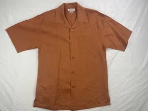 Daniel Ellissa Mens Linen Button Up Shirt Size L Orange Short Sleeve - Picture 1 of 8