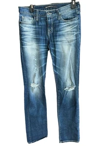 Big Star Womens Liv Straight Low Rise Jeans Medium Wash Distressed Size 27 R - Picture 1 of 14