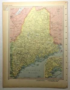 1952 Vintage MAINE Antique Atlas Map - Encyclopedia Britannica World Atlas - Picture 1 of 7