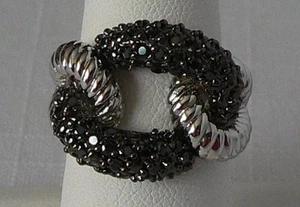 Park Lane "BELLAGIO" Ring Jet CZ's w/ Silver Cables Stunning! SIZE 9 Reg. $131 - Picture 1 of 7