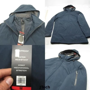Weatherproof Jacket Mens Medium Blue Stretch Hooded Insulated Full Zip NEW - Picture 1 of 17