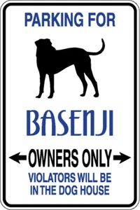 Parkplatz nur für Basenji Besitzer Hund Metall Aluminium 12" x 8" Schild - Bild 1 von 2