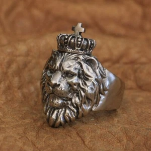 Anillo Cuproníquel Rey León Motociclista Rock Punk Joyería CP190B Reino Unido Talla N1/2~Z4 - Imagen 1 de 27