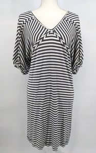Max Studio Gray Ivory Striped Dolman 3/4 Sleeve Women's Dress Size Small - Picture 1 of 10