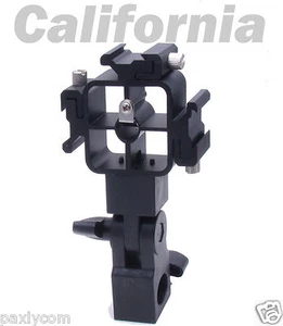 Tri-Hot Shoe Mount Flash Bracket Umbrella Holder for Nikon Canon Vivitar Metz  - Picture 1 of 10