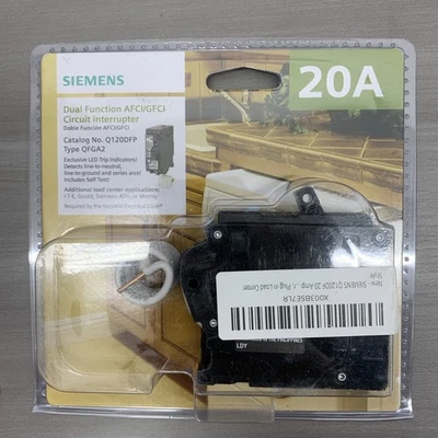 Siemens Q120DFP 20A Dual Function AFCI/GFCI Circuit Breaker Type QFGA2 (NEW) - Image 1 of 2