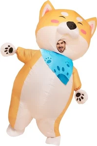 Adult Shiba Inu Air Blow Up Cute Full-Body Pet Inflatable Costume with Gloves - Picture 1 of 6
