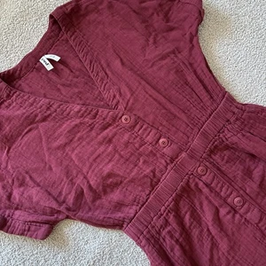 Pact Portside Buttonfront Dress Button Front XS Maroon Organic Cotton SEE NOTES - Picture 1 of 23