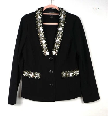 ST JOHN HAND BEADED WOOL RAYON BLAZER SZ 8 - Image 1 of 4