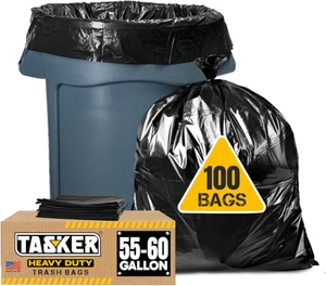 Bolsas base 50 en 60 gal resistentes pack 100 con amarres para exteriores - Imagen 1 de 12