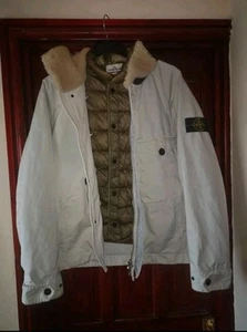 Stone Island David-TC Leather Sherpa Hood 3 in 1 Jacket w/ Removable Down Liner - Picture 1 of 4