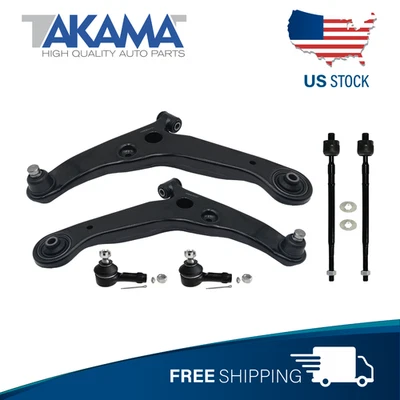 6 pcs Front Control arms+ Outer Inner Tie Rod ends 02-07 Mitsubishi Lancer - Image 1 of 4