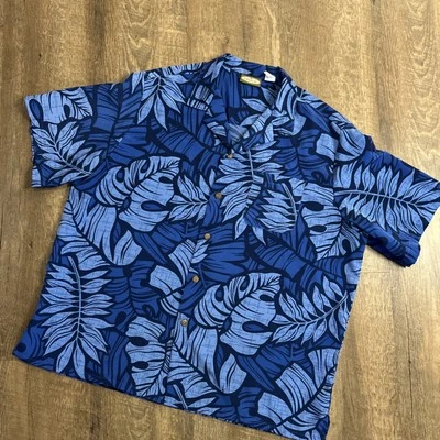 Edwards Hawaiian Button Up Blue Floral Print Casual Men’s Size Extra Large  - Image 1 of 4