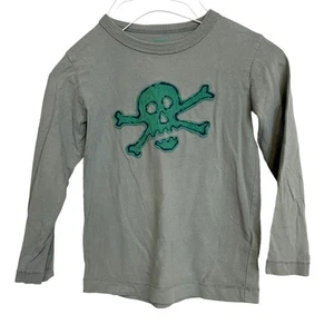 Mini Boden Pirate Shirt Kids Grey Cotton Long Sleeve Skull Crossbones Size 5-6Y - Picture 1 of 13