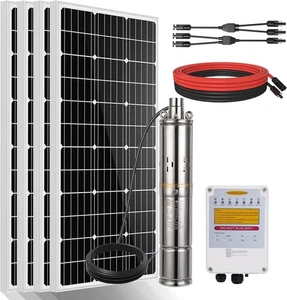 Kit de bomba de pozo profundo solar 400W, bomba de pozo sumergible 140W con controlador MPPT - Imagen 1 de 9