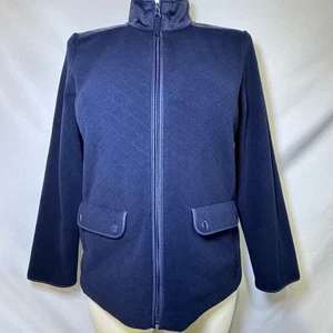 Talbots Damen marineblau gesteppt durchgehender Reißverschluss Jacke Pullover Blazer Large Petite - Bild 1 von 9