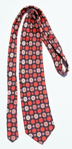 VALENTINI Men's 100% Silk Necktie - MADE IN ITALY Vintage Blue & Red - Polka Dot - Picture 1 of 12