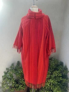 Vtg 70s Wool Jacket Coat S/M Fringe Stripes - Picture 1 of 11