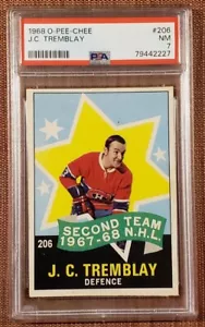 1968 O-Pee-Chee #206 J.C. Tremblay Montreal Canadiens Hockey Card PSA 7 NM - Picture 1 of 2