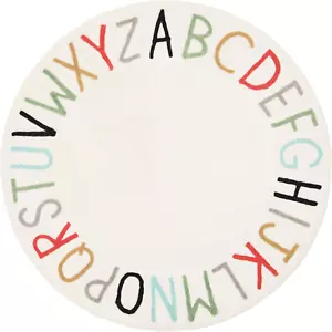 Rainbow round Kids Play Rug Alphabet Nursery Area Rug Extra Large Soft Crawling - Picture 1 of 12