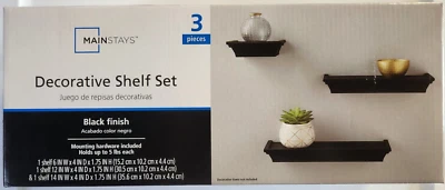 Mainstays Decorative Shelf Set 3 Pieces Black Finish - Image 1 of 2