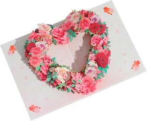 Tarjeta de ramo de corazón emergente 3D con nota de mensaje deslizable, todas las ocasiones - Imagen 1 de 10
