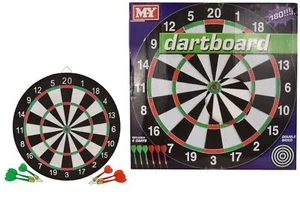 M.Y Dartscheibe mit 6 Darts 17" Spaß Spiel Kinder doppelseitig Farbe Indoor Outdoor - Bild 1 von 2