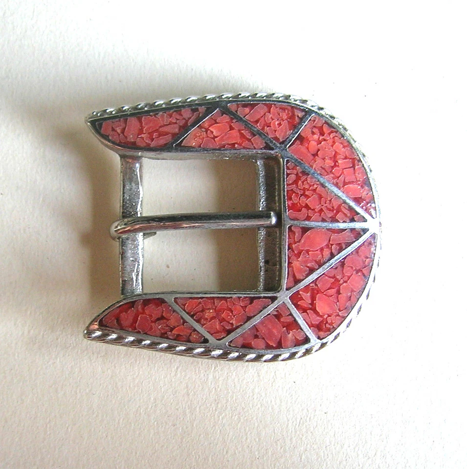 1323 / BOUCLE DE CEINTURE METAL CHROME ET EMAIL - Photo 1/1