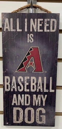 MLB - Baseball and My Dog 6"x12" Distressed Sign CHOOSE YOUR TEAM Gift/Fan Cave - Image 1 of 1