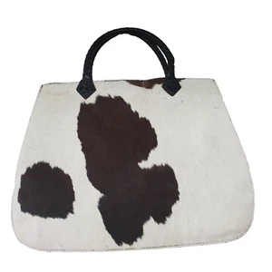 Serapian Milano Animal Hide Tote Bag Purse Made In Italy Brown & White - Picture 1 of 24