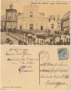 TORRE DEL GRECO - NAPOLI - LARGO E PIAZZA S. CROCE - VIAGG. 1912 -52888- - Bild 1 von 1