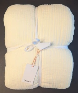 Quince 100% Organic Airy Gauze Cotton Duvet Cover 3PC Set Color Ivory Full/Queen - Picture 1 of 7