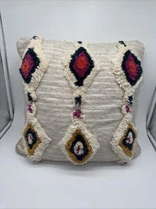 Almohada Anthropologie Ayla acolchada boho, chenilla, mezcla de lana 17 X 17 - Imagen 1 de 9