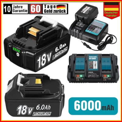 Batería 18V 6000mAh Para Makita BL1850 BL1830 BL1860B Pantalla LED / Cargador Doble
