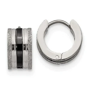 Acero Inoxidable Negro Ip-Plated Dos Tonos Corte Láser 7mm Pendientes/Pendientes - Imagen 1 de 4