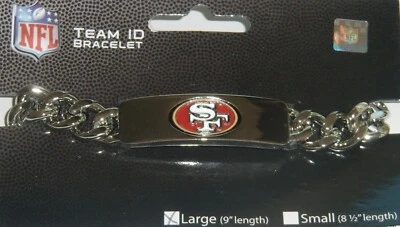 Pulsera de identificación de equipo de eslabones metálicos de alta resistencia de los San Francisco 49ers NFL - tamaño 9" de longitud Foto 1 de 3