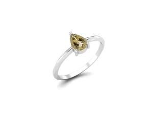 6x4mm Pear Lemon Quartz 925 Sterling Silver Solitaire Women Engagement Ring - Picture 1 of 7