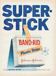 Print Ad Band Aid 1955 Super Stick Full Page Large Magazine 10.5"x13.5" - Picture 1 of 1