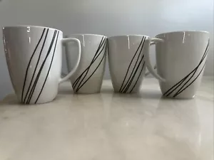 Corelle Coordinates Coffee Mugs Set Of 4 • Simple Sketch Black Lines •2.5 - Picture 1 of 10