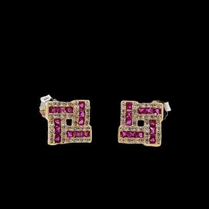 925 Sterling Silver 1.5mm Ruby Square 1/2'' Earrings Gemstone - Picture 1 of 2
