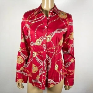 Talbots Haberdashery Damen Größe 8 Stretch Baumwolle Satin Knopfleiste Shirt - Bild 1 von 6