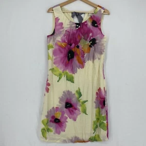 LOFT Womens Size 6 Sleeveless Sheath Dress Ivory Multi Color Bold Floral Print - Picture 1 of 11