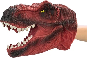 Dinosaur Hand Puppet, Red T Rex Toys Dinosaur Puppet Rubber | Realistic Tyrannos - Picture 1 of 7